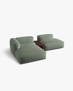COLTAR MARTINA, PE STANGA, 285 CM, VERDE MUSCHI, TAPITAT CU TAPITERIE DIN TEXTIL STRUCTURAT BOSTON, MICADONI - Img 3