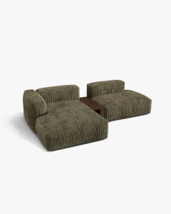 COLTAR MARTINA, PE STANGA, 285 CM, VERDE MUSCHI, TAPITAT CU TAPITERIE DIN TEXTIL CORDOI TILIA, MICADONI - Img 2
