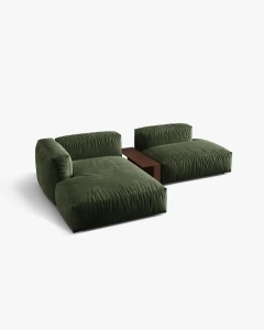 COLTAR MARTINA, PE STANGA, 285 CM, VERDE, TAPITAT CU TAPITERIE DIN TEXTIL CATIFEA VOGUE, MICADONI - Img 3