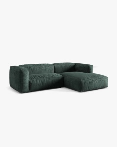 COLTAR MARTINA, VERDE MUSCHI, 244 CM, DREAPTA, CU TAPITERIE DIN TEXTIL CATIFEA VOGUE, MICADONI - Img 2