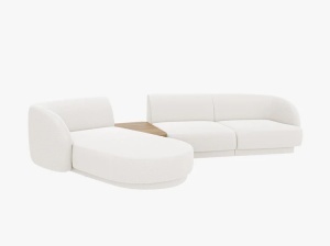 COLTAR MILEY, CU 3 LOCURI, PE DREAPTA, ALB, CU TAPITERIE DIN TEXTIL BOUCLE BALOO, MICADONI - Img 3