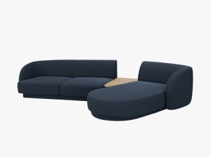 COLTAR MILEY, CU 3 LOCURI, PE DREAPTA, ALBASTRU INCHIS, CU TAPITERIE DIN TEXTIL BOUCLE BALOO, MICADONI - Img 3