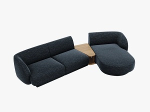 COLTAR MILEY, CU 3 LOCURI, PE DREAPTA, ALBASTRU ROYAL, CU TAPITERIE DIN TEXTIL CHENILLE HAGA, MICADONI - Img 2