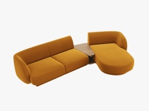 COLTAR MILEY, CU 3 LOCURI, PE DREAPTA, GALBEN, CU TAPITERIE DIN CATIFEA BLUVEL, MICADONI - Img 2