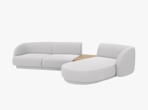 COLTAR MILEY, CU 3 LOCURI, PE DREAPTA, GRI DESCHIS, CU TAPITERIE DIN TEXTIL BOUCLE BALOO, MICADONI - Img 3