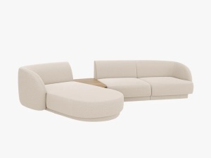 COLTAR MILEY, CU 3 LOCURI, PE STANGA, BEJ, CU TAPITERIE DIN TEXTIL BOUCLE BALOO, MICADONI - Img 3