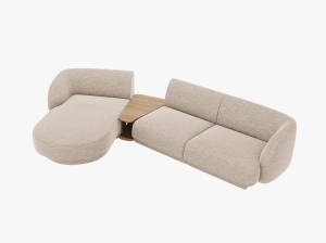 COLTAR MILEY, CU 3 LOCURI, PE STANGA, BEJ, CU TAPITERIE DIN TEXTIL CHENILLE HAGA, MICADONI - Img 2