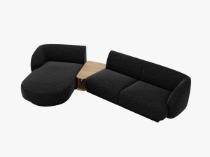 COLTAR MILEY, CU 3 LOCURI, PE STANGA, GRI ANTRACIT, CU TAPITERIE DIN TEXTIL CHENILLE EDEN, MICADONI - Img 2