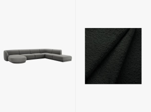 COLTAR MILEY, CU 6 LOCURI, PE DREAPTA, NEGRU, CU TAPITERIE DIN TEXTIL BOUCLE BALOO, MICADONI