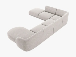COLTAR MILEY, CU 6 LOCURI, PE STANGA, CU TAPITERIE DIN TEXTIL CHENILLE EDEN, MICADONI - Img 3