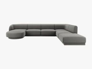 COLTAR MILEY DREAPTA, 6 LOCURI, 327 CM, GRI DESCHIS 13, TAPITERIE DIN CATIFEA, DESIGN DEOSEBIT - Img 2