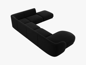 COLTAR MILEY DREAPTA, 6 LOCURI, 327 CM, NEGRU 19, TAPITERIE DIN CATIFEA, DESIGN DEOSEBIT - Img 3