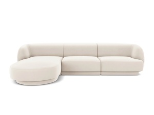 COLTAR MILEY STANGA, 4 LOCURI, 255 CM, BEJ DESCHIS 22, TAPITERIE DIN CATIFEA, DESIGN DEOSEBIT - Img 2