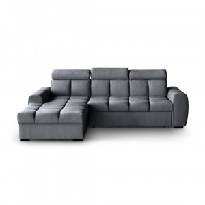 COLTAR MODERN DEOSEBIT, GOMEZ STANGA 267CM, DIN CATIFEA DE CULOARE GRI INCHIS, CONFORT SPORIT - Img 2