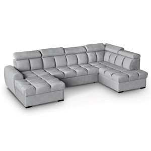 COLTAR MODERN DEOSEBIT, GOMEZ U 330CM, DIN CATIFEA DE CULOARE GRI DESCHIS, CONFORT SPORIT, MARS