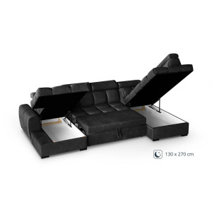 COLTAR MODERN DEOSEBIT, GOMEZ U 330CM, DIN CATIFEA DE CULOARE NEAGRA, CONFORT SPORIT, MARS - Img 6