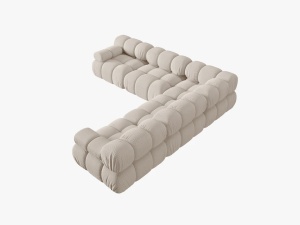 COLTAR MODULAR BELLIS, 5 LOCURI, 282 CM, BEJ DESCHIS 23, TAPITERIE DIN CATIFEA 3D, DESIGN DEOSEBIT - Img 4