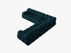 COLTAR MODULAR BELLIS, 5 LOCURI, 282 CM, BLEUMARIN 87, TAPITERIE DIN CATIFEA 3D, DESIGN DEOSEBIT - Img 4