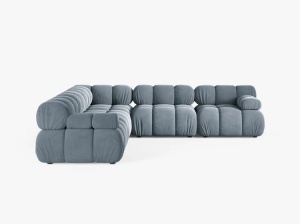 COLTAR MODULAR BELLIS, ALBASTRU DESCHIS, CU TAPITERIE DIN CATIFEA BLUVEL, MICADONI - Img 2