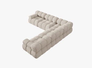 COLTAR MODULAR BELLIS, BEJ DESCHIS, CU TAPITERIE DIN TEXTIL 3D SONIC, MICADONI - Img 2