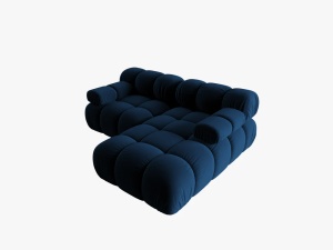 COLTAR MODULAR BELLIS, DREAPTA, 2 LOCURI, 191 CM, ALBASTRU 81, TAPITERIE DIN CATIFEA, DESIGN DEOSEBIT - Img 3