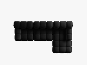 COLTAR MODULAR BELLIS, DREAPTA, 3 LOCURI, 285 CM, NEGRU 100, TAPITERIE DIN CATIFEA, DESIGN DEOSEBIT - Img 2