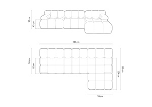 COLTAR MODULAR BELLIS, DREAPTA, 4 LOCURI, 282 CM, TAPITERIE BOUCLE, DIVERSE CULORI, DESIGN DEOSEBIT - Img 8