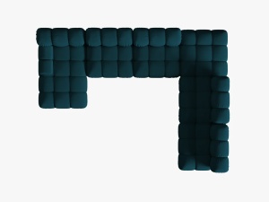 COLTAR MODULAR BELLIS, DREAPTA, 6 LOCURI, 379 CM, BLEUMARIN 87, TAPITERIE DIN CATIFEA 3D, DESIGN DEOSEBIT - Img 6