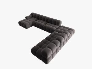 COLTAR MODULAR BELLIS, DREAPTA, 6 LOCURI, 379 CM, GRI INCHIS 97, TAPITERIE DIN CATIFEA, DESIGN DEOSEBIT - Img 3