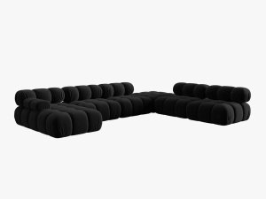 COLTAR MODULAR BELLIS, DREAPTA, 6 LOCURI, 379 CM, NEGRU 100, TAPITERIE DIN CATIFEA, DESIGN DEOSEBIT - Img 4