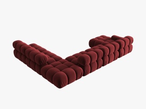 COLTAR MODULAR BELLIS, DREAPTA, 6 LOCURI, 379 CM, ROSU INCHIS 59, TAPITERIE DIN CATIFEA, DESIGN DEOSEBIT - Img 6