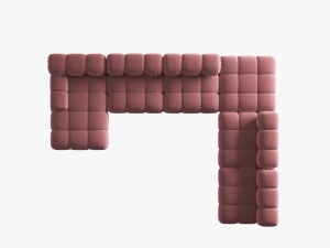 COLTAR MODULAR BELLIS, DREAPTA, 6 LOCURI, 379 CM, ROZ 63, TAPITERIE DIN CATIFEA, DESIGN DEOSEBIT - Img 6