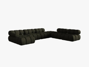 COLTAR MODULAR BELLIS, DREAPTA, 6 LOCURI, 379 CM, VERDE 77, TAPITERIE DIN CATIFEA 3D, DESIGN DEOSEBIT - Img 5