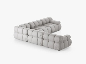 COLTAR MODULAR BELLIS, GRI DESCHIS, CU TAPITERIE DIN TEXTIL STRUCTURAT LIBERTY, MICADONI - Img 3
