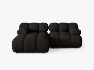 COLTAR MODULAR BELLIS, PE STANGA, NEGRU, CU TAPITERIE DIN TEXTIL STRUCTURAT LIBERTY, MICADONI