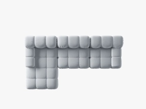 COLTAR MODULAR BELLIS, STANGA, 3 LOCURI, 285 CM, ALBASTRU DESCHIS 80, TAPITERIE DIN CATIFEA, DESIGN DEOSEBIT - Img 4