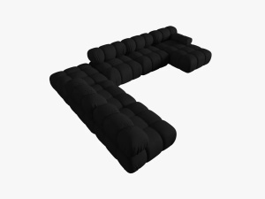 COLTAR MODULAR BELLIS, STANGA, 6 LOCURI, 379 CM, NEGRU 19, TAPITERIE DIN CATIFEA 3D, DESIGN DEOSEBIT - Img 4