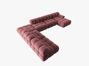 COLTAR MODULAR BELLIS, STANGA, 6 LOCURI, 379 CM, ROZ 63, TAPITERIE DIN CATIFEA, DESIGN DEOSEBIT - Img 4