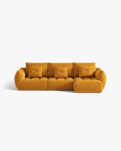 COLTAR MODULAR BLOOM, PE DREAPTA, GALBEN, 327 CM, CU TAPITERIE DIN TEXTIL CATIFEA CASINO, MICADONI