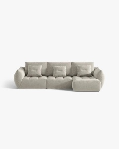 COLTAR MODULAR BLOOM, PE DREAPTA, GRI DESCHIS, 327 CM, CU TAPITERIE DIN TEXTIL STRUCTURAT WIND, MICADONI