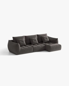 COLTAR MODULAR BLOOM, PE DREAPTA, GRI INCHIS, 327 CM, CU TAPITERIE DIN TEXTIL CATIFEA CASINO, MICADONI - Img 2