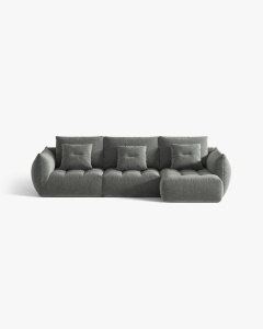 COLTAR MODULAR BLOOM, PE DREAPTA, GRI INCHIS, 327 CM, CU TAPITERIE DIN TEXTIL STRUCTURAT WIND, MICADONI