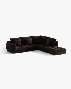 COLTAR MODULAR BLOOM, PE DREAPTA, MARO INCHIS, 316 CM, CU TAPITERIE DIN TEXTIL CATIFEA BLUVEL, MICADONI - Img 2