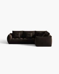 COLTAR MODULAR BLOOM, PE DREAPTA, MARO INCHIS, 316 CM, CU TAPITERIE DIN TEXTIL CATIFEA BLUVEL, MICADONI