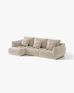 COLTAR MODULAR BLOOM, PE STANGA, BEJ DESCHIS, 327 CM, CU TAPITERIE DIN TEXTIL STRUCTURAT WIND, MICADONI - Img 2