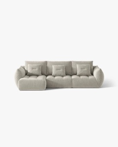 COLTAR MODULAR BLOOM, PE STANGA, GRI DESCHIS, 327 CM, CU TAPITERIE DIN TEXTIL STRUCTURAT WIND, MICADONI