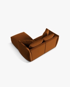 COLTAR MODULAR CHRIS, 220X100, CARAMIZIU, CU TAPITERIE DIN TEXTIL CATIFEA CASINO, MICADONI - Img 3