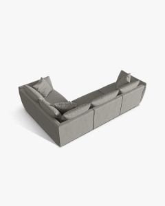 COLTAR MODULAR CHRIS, PE DREAPTA, 210X295, GRI CALD, CU TAPITERIE DIN TEXTIL STRUCTURAT LINS, MICADONI - Img 2