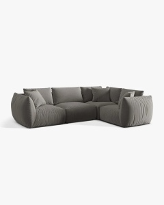 COLTAR MODULAR CHRIS, PE DREAPTA, 210X295, GRI, CU TAPITERIE DIN TEXTIL CATIFEA CASINO, MICADONI - Img 2