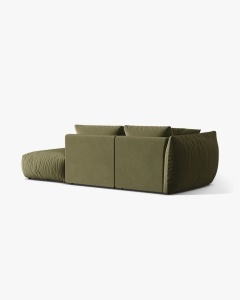 COLTAR MODULAR CHRIS, PE DREAPTA, 315X100, VERDE DESCHIS, CU TAPITERIE DIN TEXTIL CATIFEA CASINO, MICADONI - Img 2